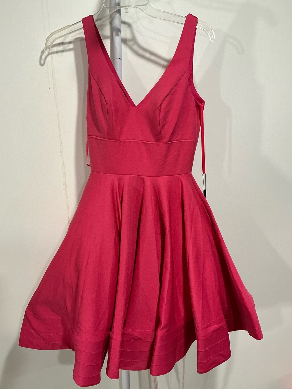 Mac Duggal Vibrant Pink Fit-and-Flare Mini Dress - Picture 6 of 8